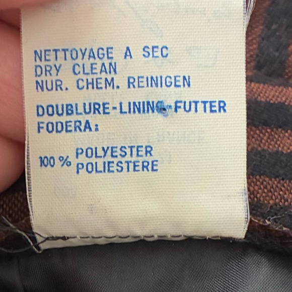 Vintage Gerard Pasquier Made in France 100% Wool Brown Striped Women's Skirt - Picture 8 of 11